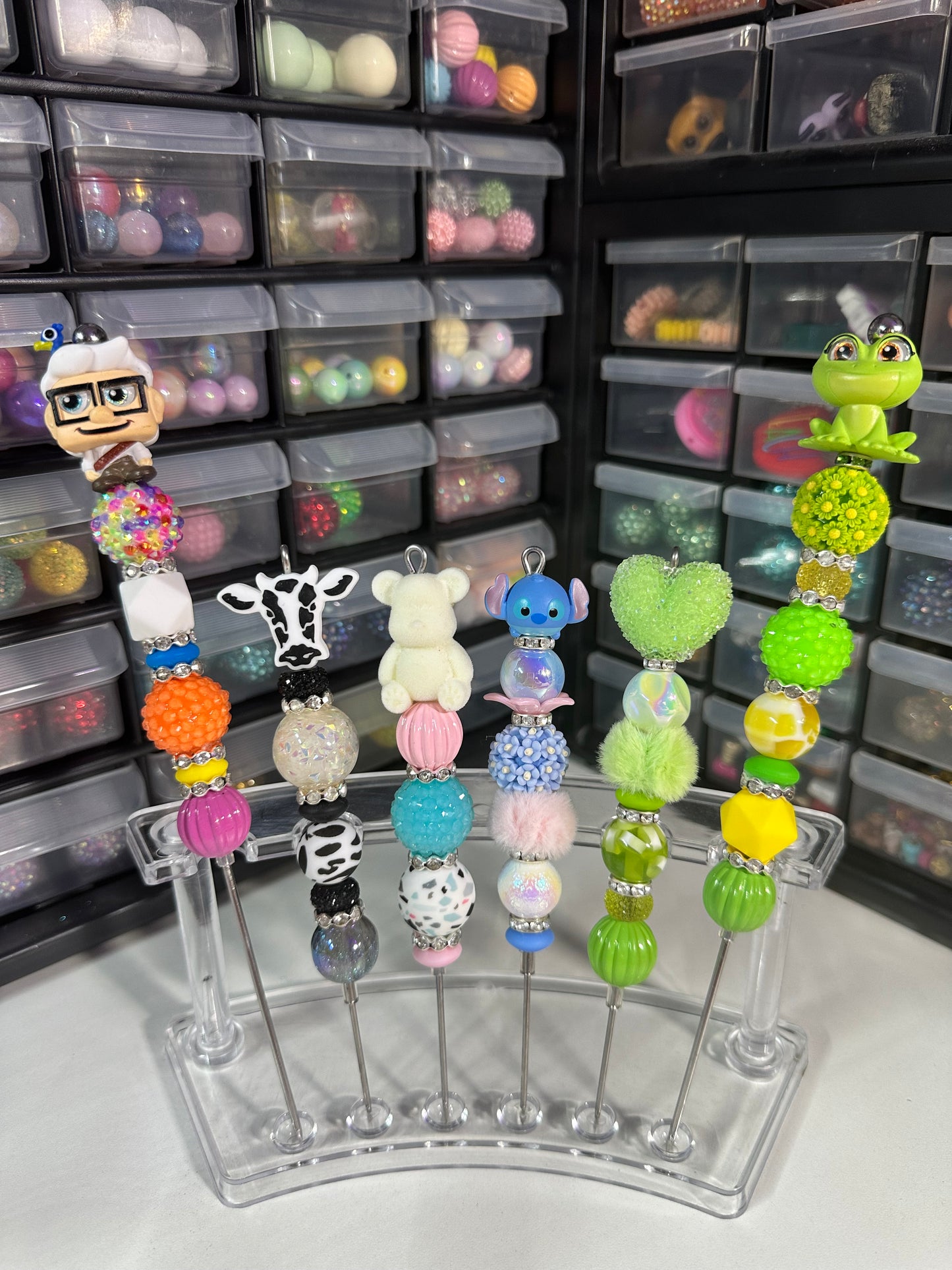Fred., BW Cow, Bear, Blue Alien, Green Heart, Frog Princess
